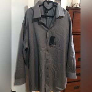 Daniel Hechter Paris Grey White Big and Tall Dress Shirt Size 18.5 - 35/36 NWT